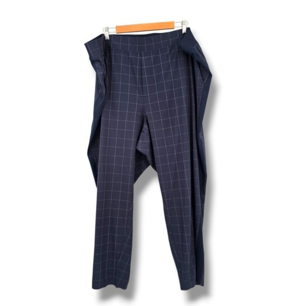 Athleta Brooklyn Textured Ankle Pants Women's Plus 24 Navy Blue‎ Plaid Career